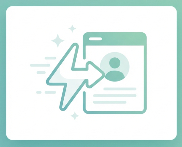 Illustration of instant lead extraction with a lightning icon and user profile {{brizy_dc_image_alt imageSrc=